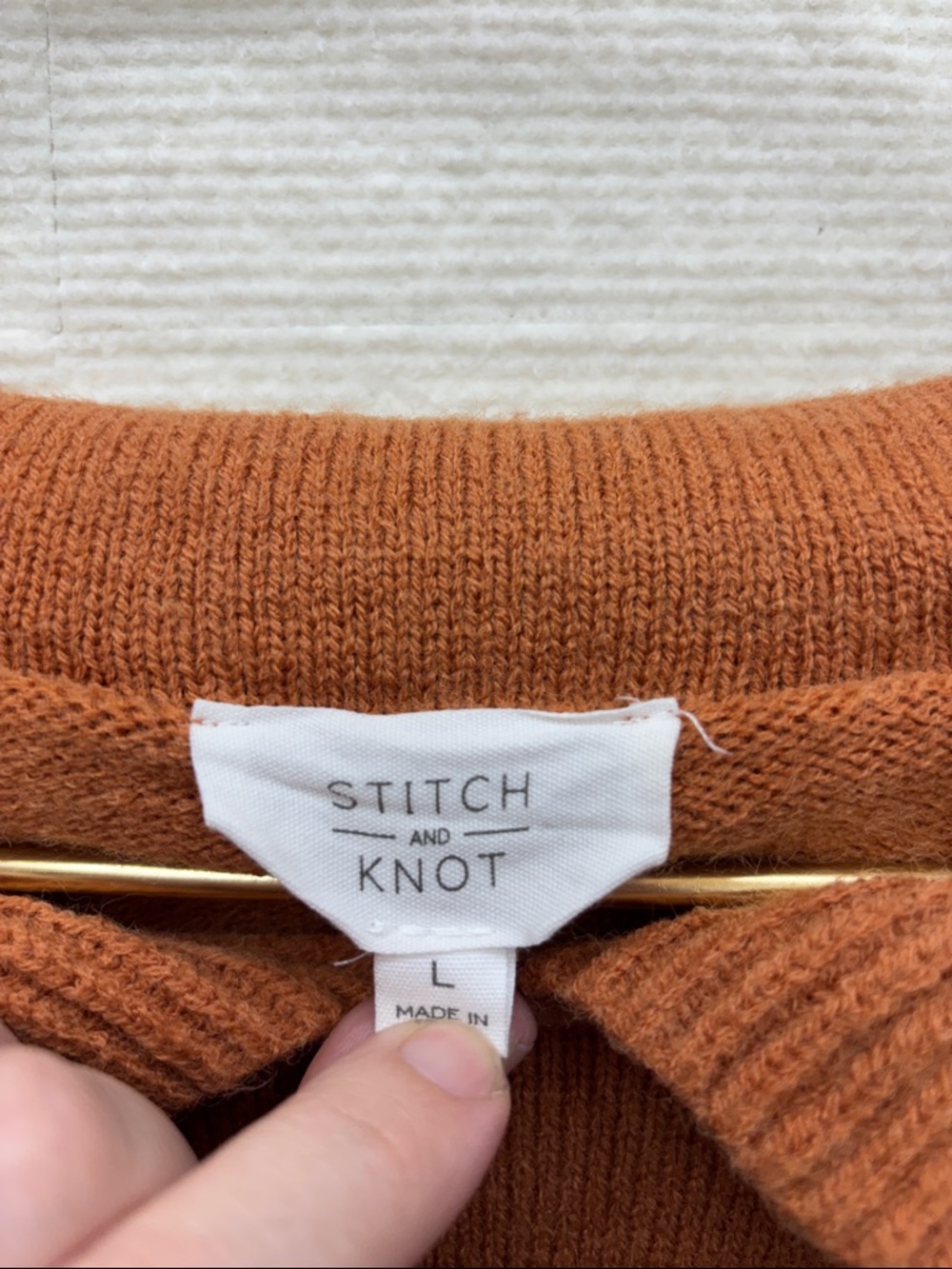 Stitch and Knot | Ruffled Collar Rust Knit Sweater - Women's large - Picture 2 of 6
